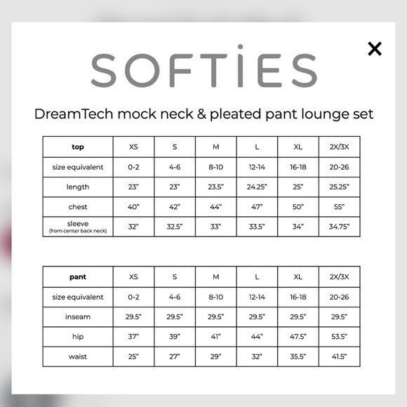 Softies DreamTech Mock Neck with Pleated Pant in Almond- Size M - New With Tags - Picture 7 of 7